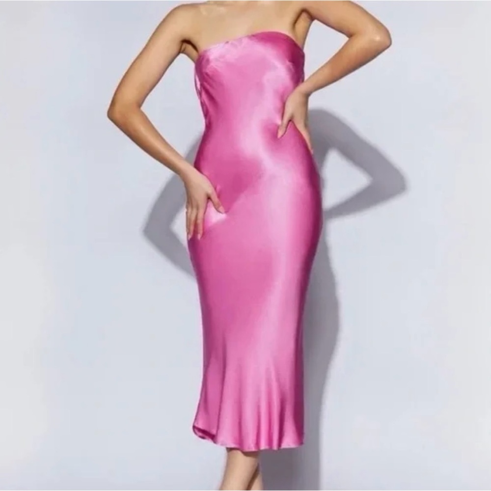 Meshki Mischa Strapless Midi Dress With Lace Back Size M